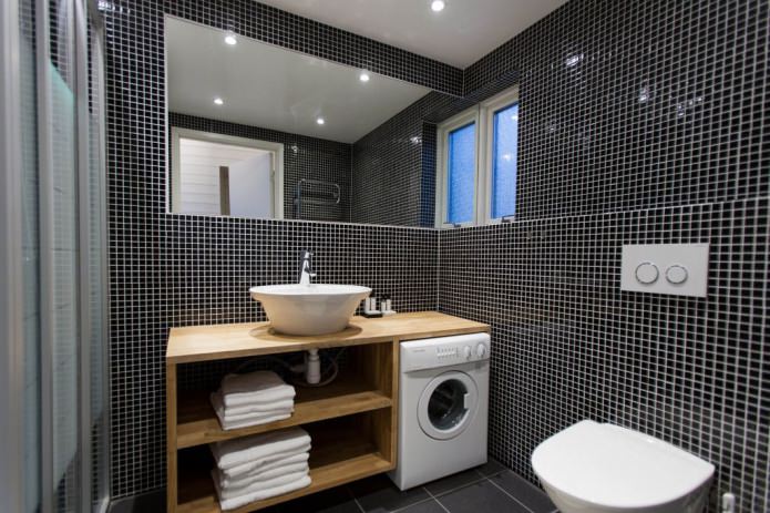 washing machine in a modern bathroom interior 