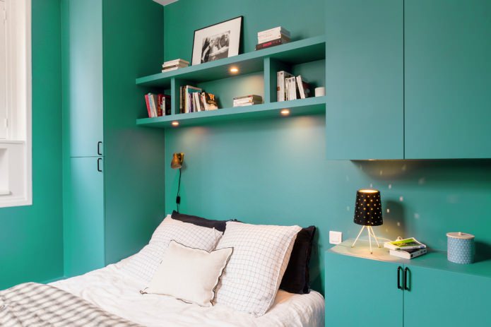 bedroom in turquoise