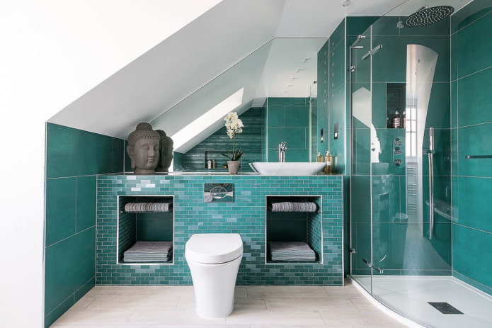 white and turquoise bathroom