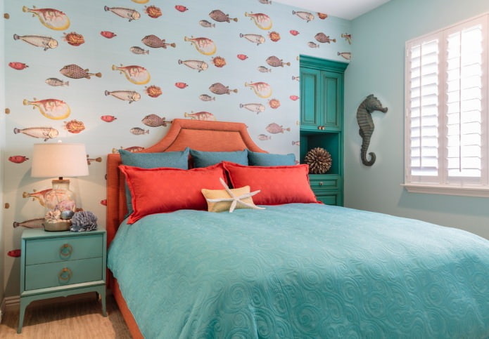 bedroom in a marine style