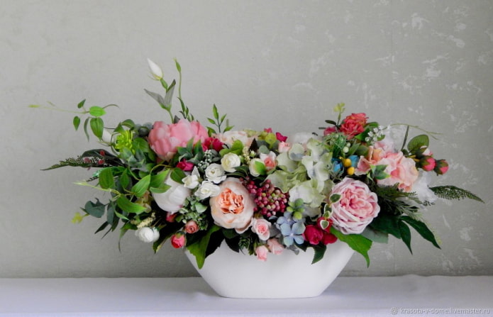 plastic flowers in a vase