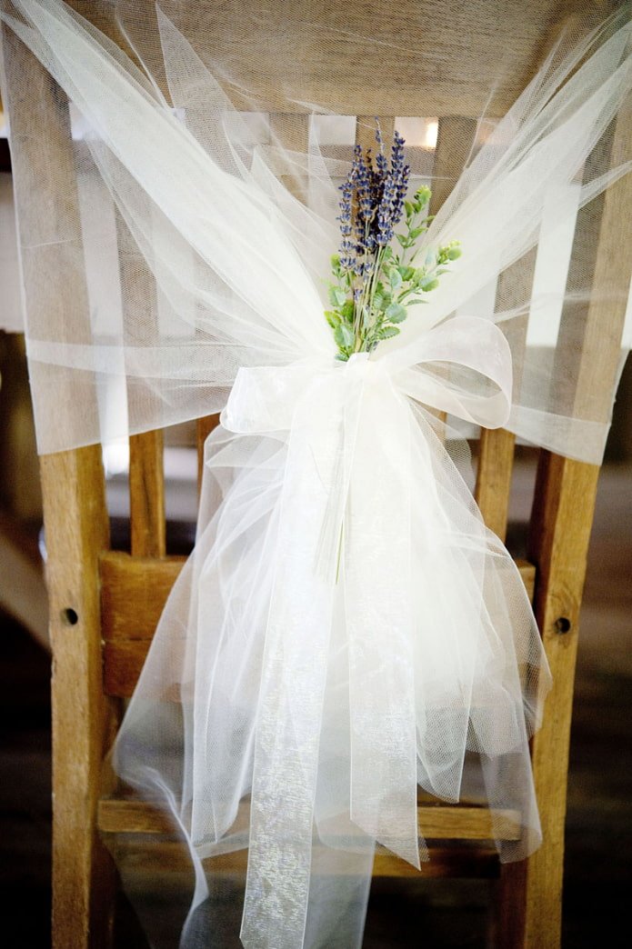 chair with decoration from old tulle