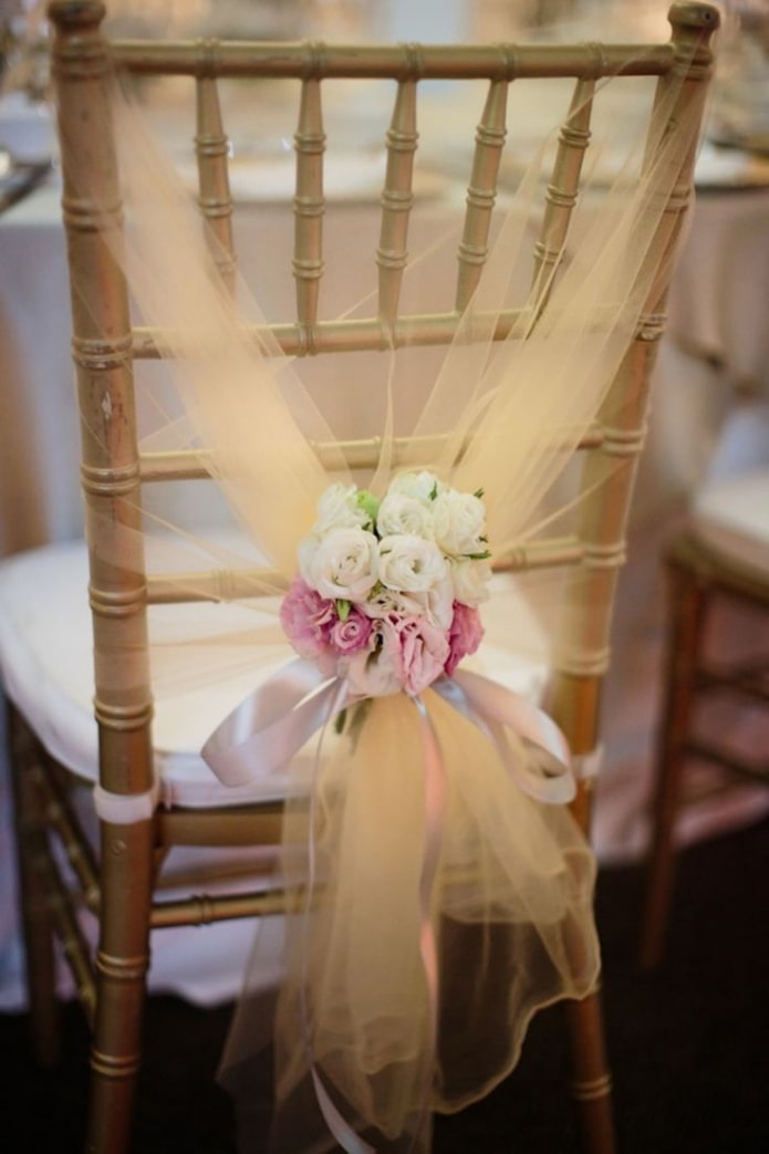chair with decoration from old tulle