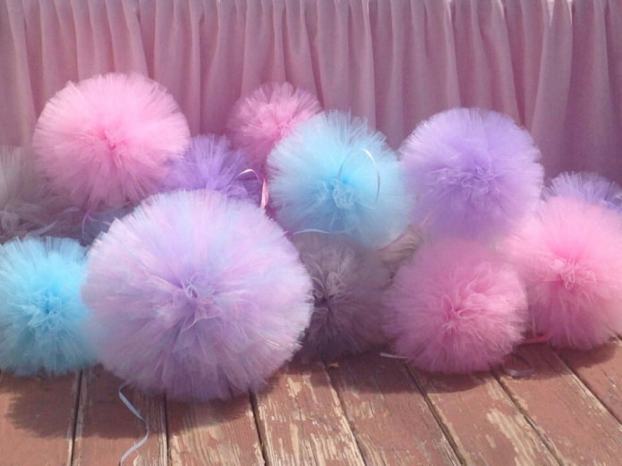 multicolored pom-poms