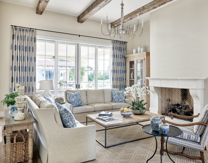 living room interior with a wide window