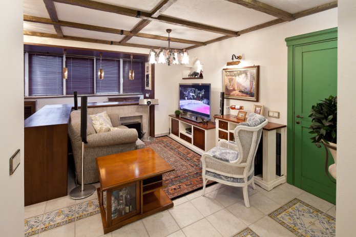 wooden furniture, soft sofa and rattan chair