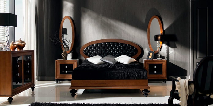 Black oval headboard in a frame