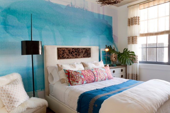 Wooden insert on the headboard with a carved pattern