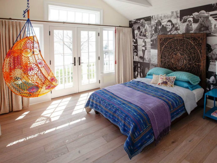 wicker bright chair in the bedroom