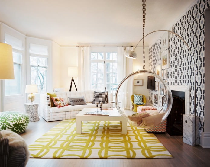glass armchair in the living room