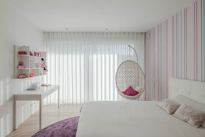 white rattan swing