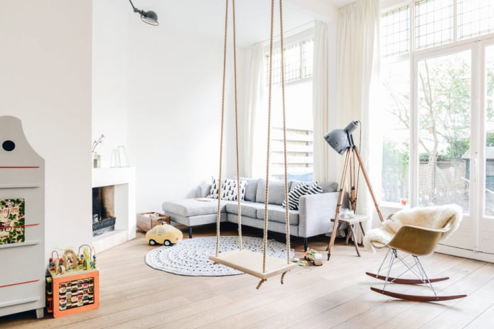 hanging swing in the living room