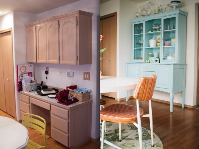A colorful sideboard instead of a kitchen set