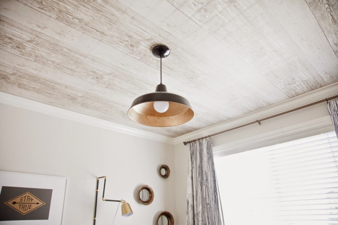 Ceiling with wallpaper