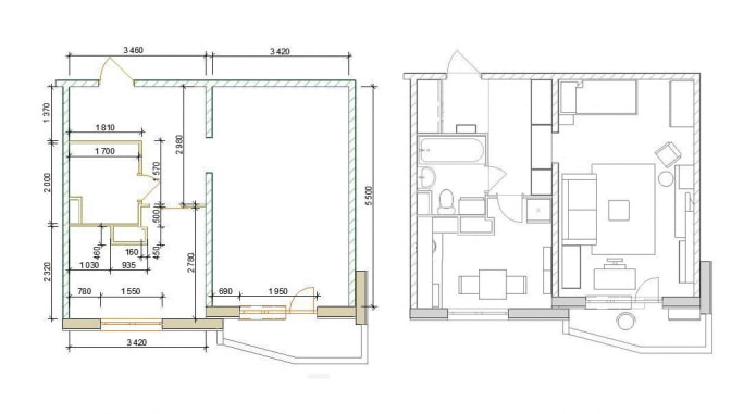 Layout of an apartment of the P-44 series