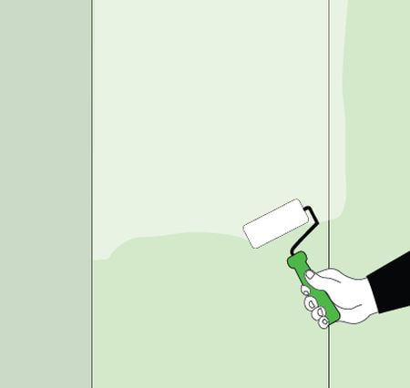 applying glue to the wall