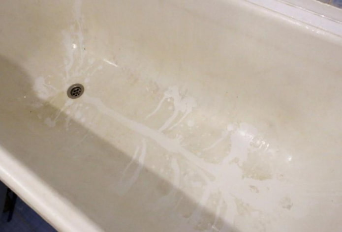 limescale on an acrylic bathtub