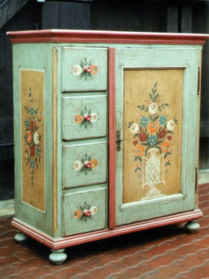 Painted and craquelure nightstand