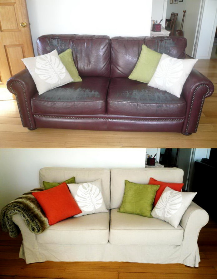 Reupholstered sofa