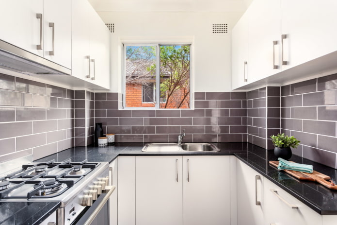 Grout for tiles in the kitchen interior