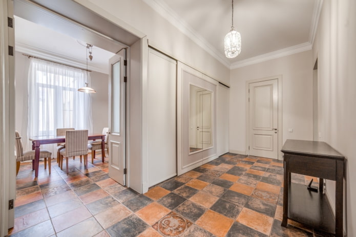 Grout for tiles in the hallway interior