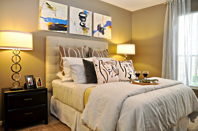 Modular painting above the bed