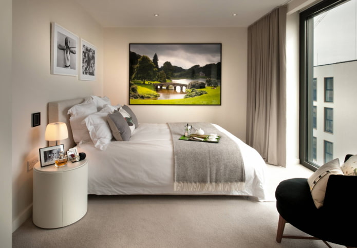 bed with feet towards the window