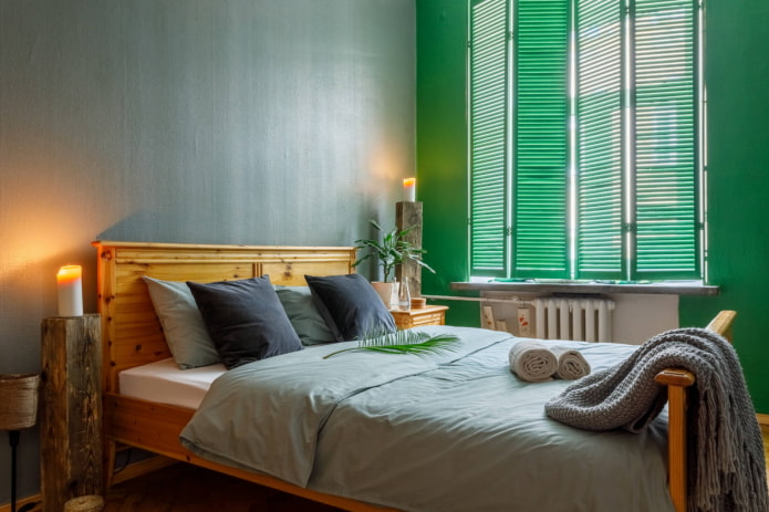 Bed with headboard against wall