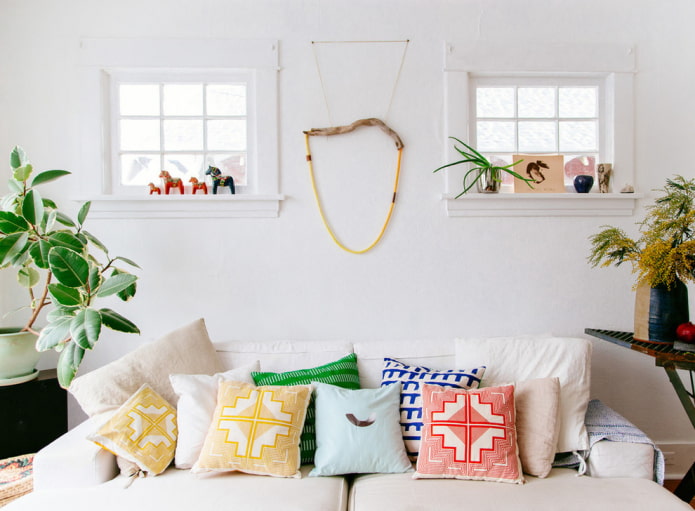 Pillows on the sofa