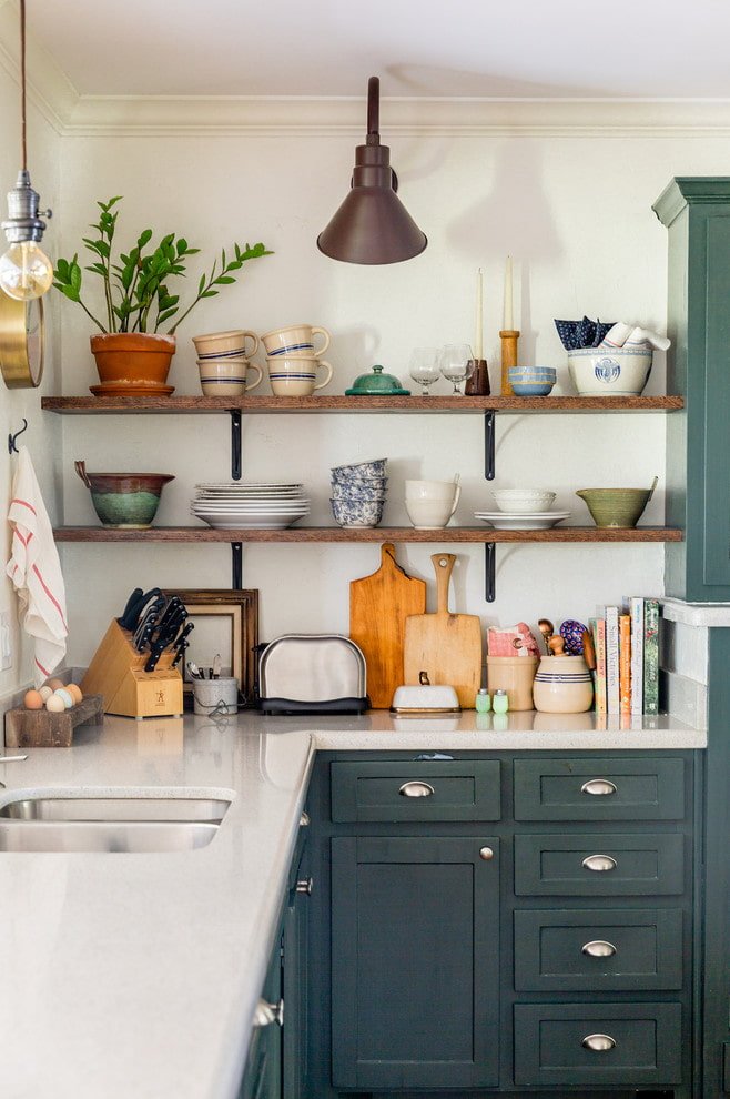 Wooden shelves