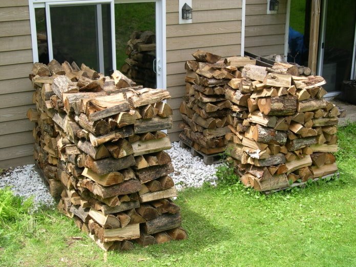 Firewood stacked in a well