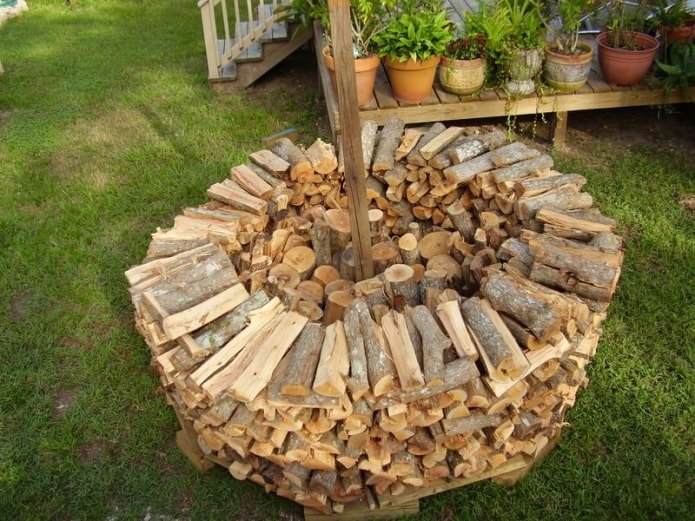 The process of stacking firewood
