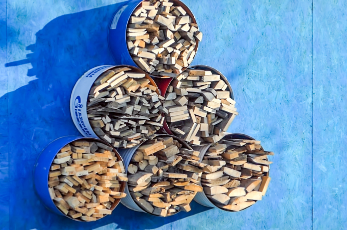 Firewood in cut barrels