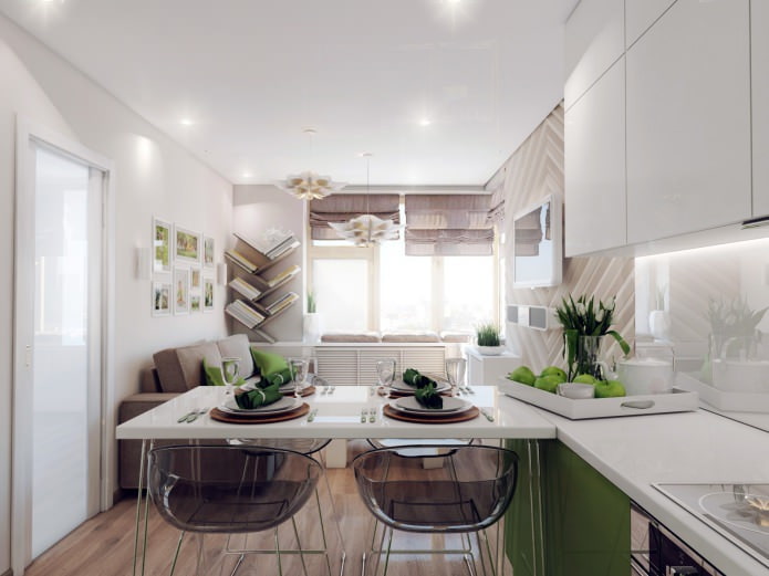 design of a kitchen-living room 18.62 sq. m.