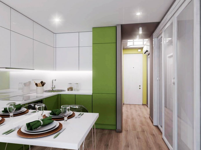 design of a kitchen-living room of 18.62 sq. m.