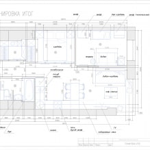 A great example of how to organize a kitchen-living room, bedroom, children's room and dressing room in 44 meters-2