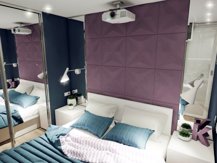 design of a bedroom of 7.43 sq. m.