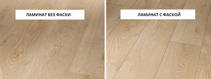 laminate with and without a chamfer