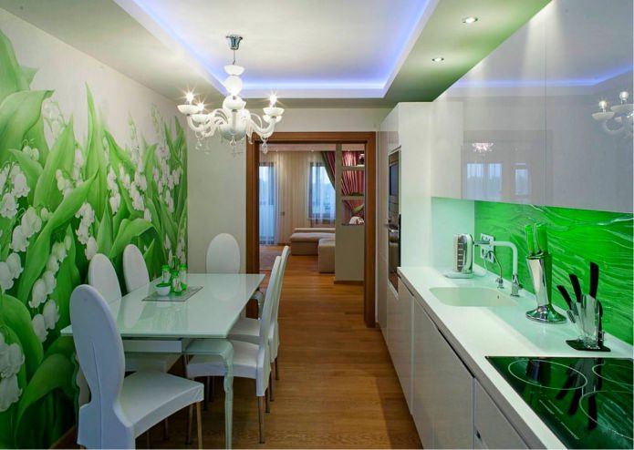 photo wallpaper for a small kitchen 