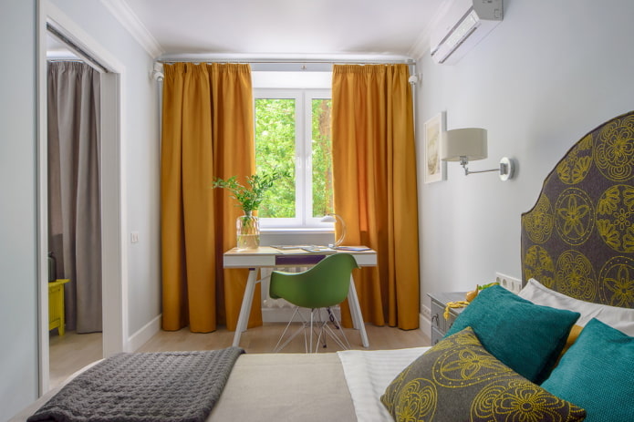 Curtains in warm tones