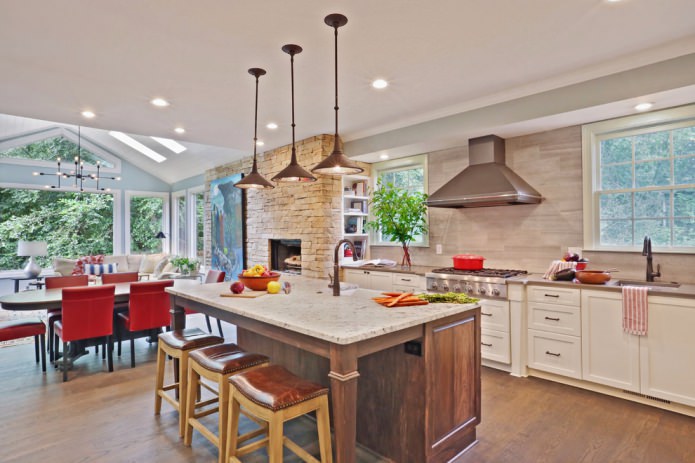 stonework in the kitchen