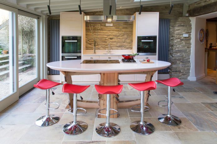 sandstone on the wall in the kitchen