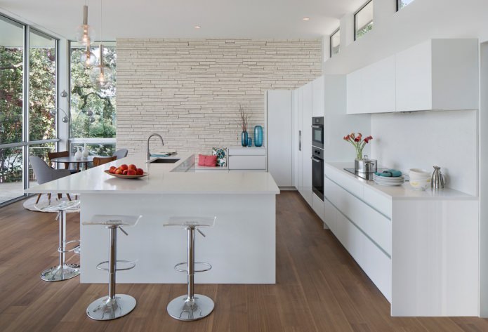 White stone in the kitchen