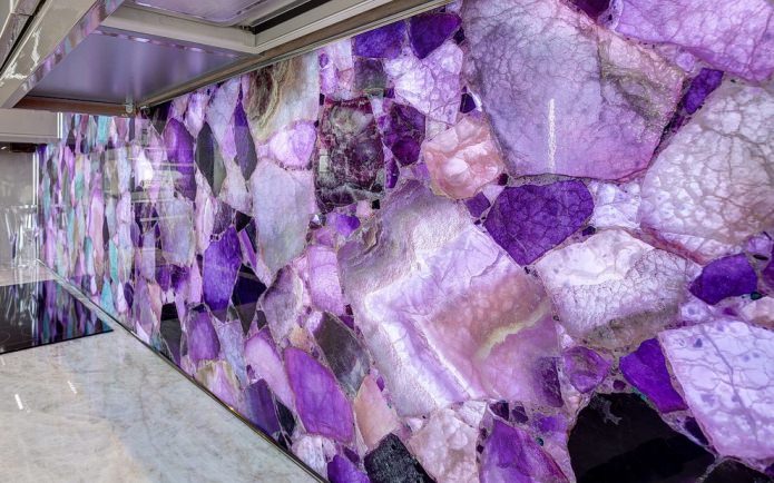 purple stone on the apron