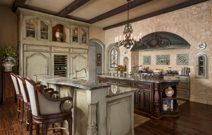 country style kitchen stone finishing
