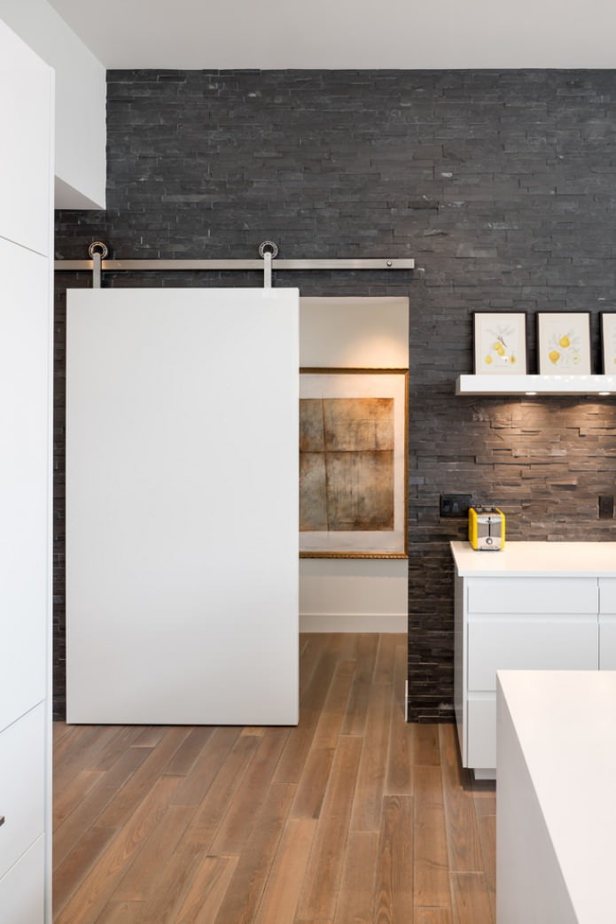 gray stone in the kitchen