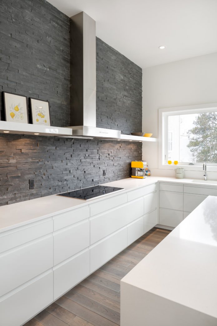 gray stone in the kitchen