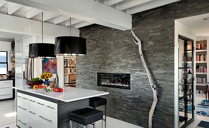 Grey brick in the hallway decoration