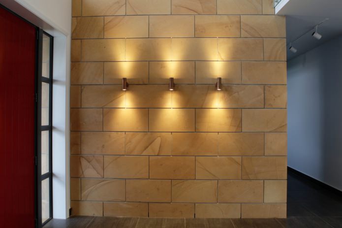 brown stone-like tiles on the wall