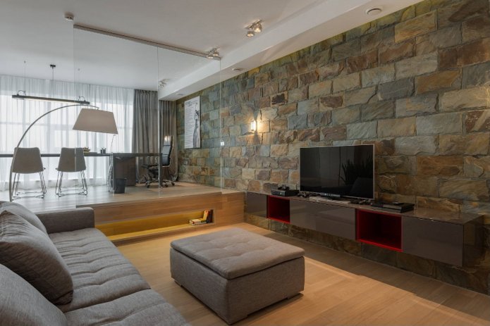 decorative stone finishing in the living room